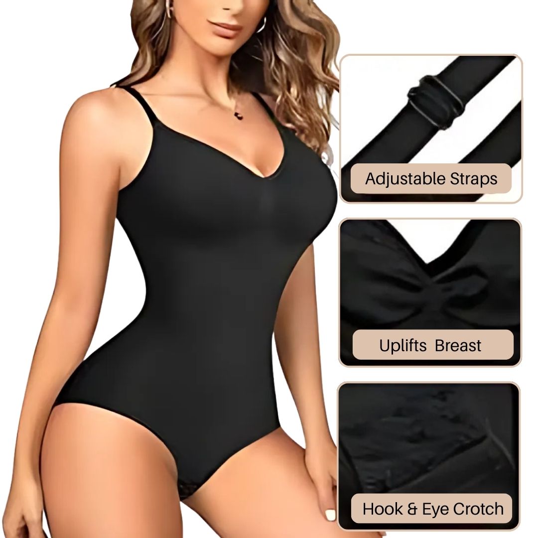 Women Black Solid Full Body Corset Shapewear